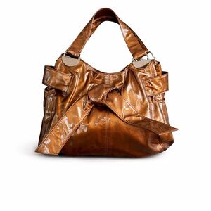 Kooba Metallic Bronze Leather Shoulder Bag